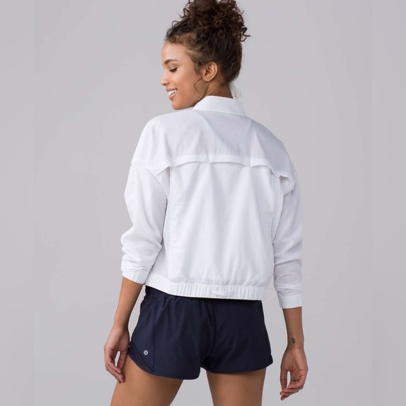 Lululemon Pack Light Bomber Jacket White Packable Zip Up Ventilated Size 4 - Picture 7 of 10